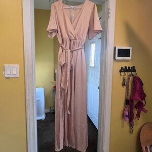 Cream/Peach low cut Dress